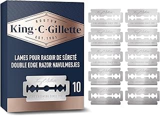 King C. Gillette Lames pour Rasoirs de Sûreté Homme, Pack de 10, Parfait Coffret Cadeau Homme/Papa