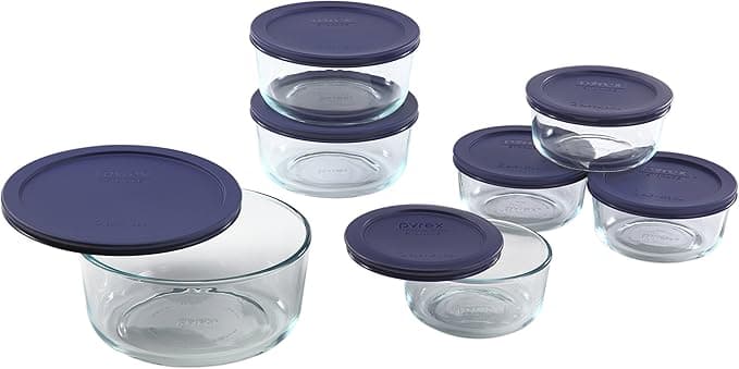 Premium Best Buy Pyrex 1118988 14-Piece Simply Store with Blue Covers Clear by Pyrex