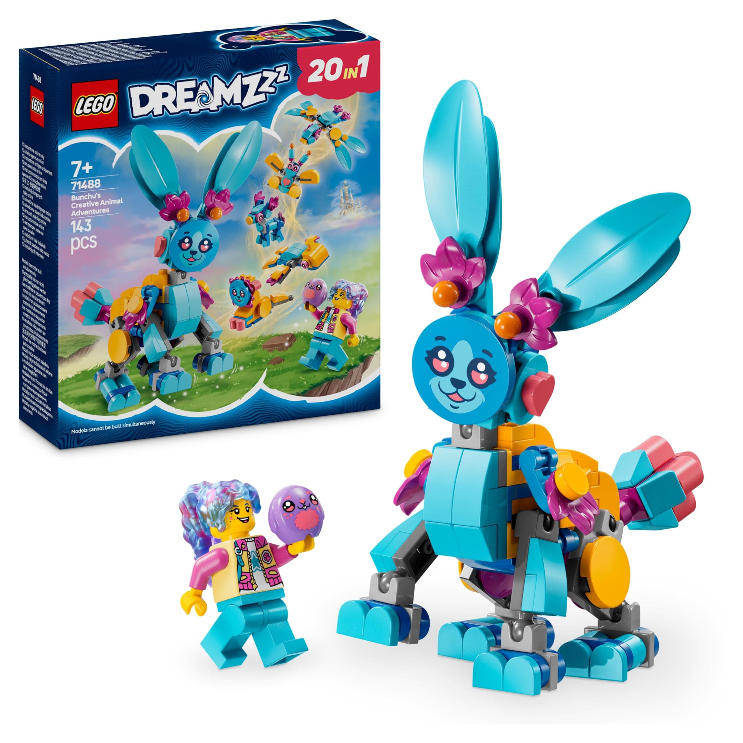 LEGO DREAMZzz Bunchu Adventures Creative Animals 20-in-1 Rabbit Building Toy for Girls Aged 7 and Above - Novelty Game with Izzie Minifigure 71488 - Image 1