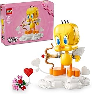 LEGO LEGO Looney Tunes Titi Amoureux - Jouet Oiseau - Maquette de Canari & Décoration - Accessoires Dont Bouquet de Fleurs, Cœur, Arc de Cupidon & Support Nuage - Cadeau pour Fille dès 12 Ans & Ado 40824