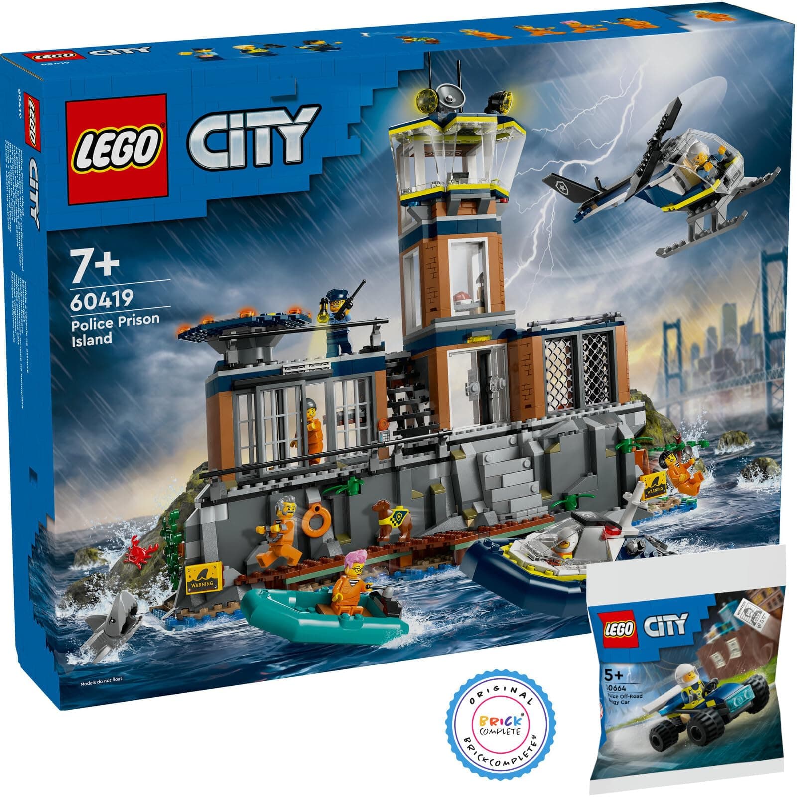 Lego City Kit 60419 Police Station on Prison Island and Police Offroad Buggy 30664 - Image 1
