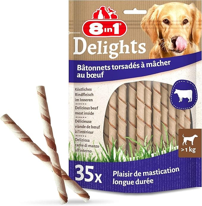 8in1 Delights Twisted Sticks Beef 35 Sticks