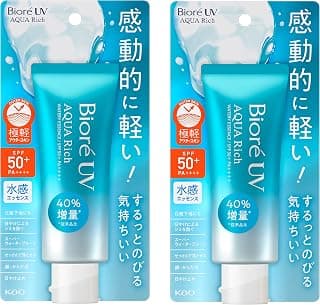 Biore UV Aqua Rich Watery Essence Sunscreen Crème Solaire SPF50+ PA++++ 70g Ecran Solaire Made in Japan, Lot de 2