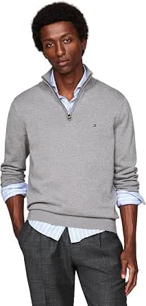 Tommy Hilfiger Men's Essential Cotton Mock Half Zip Pullover