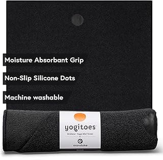 Yogitoes Manduka Serviette de yoga pour tapis antidérapant et séchage rapide pour yoga chaud avec points antidérapants en caoutchouc 177,8 cm de long Onyx fin et léger