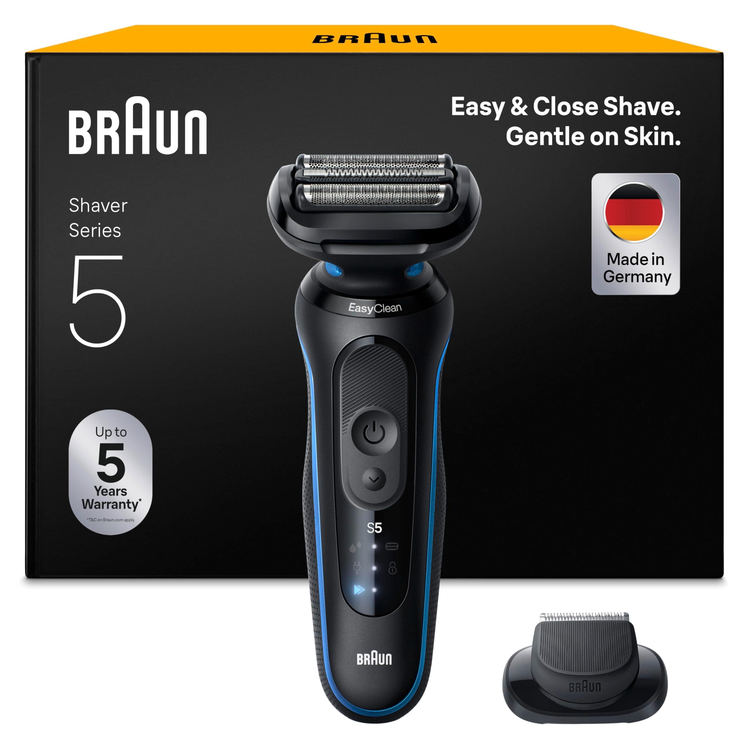Braun Rasoir Electrique Homme Series 5 52-B1200SI Bleu, Etanche, Lames Flexibles Pour Raser Doucement Visage et Barbe, 2 Modes De Rasage, Coffret Avec Accessoire Tondeuse De Précision, En Carton - Image 8