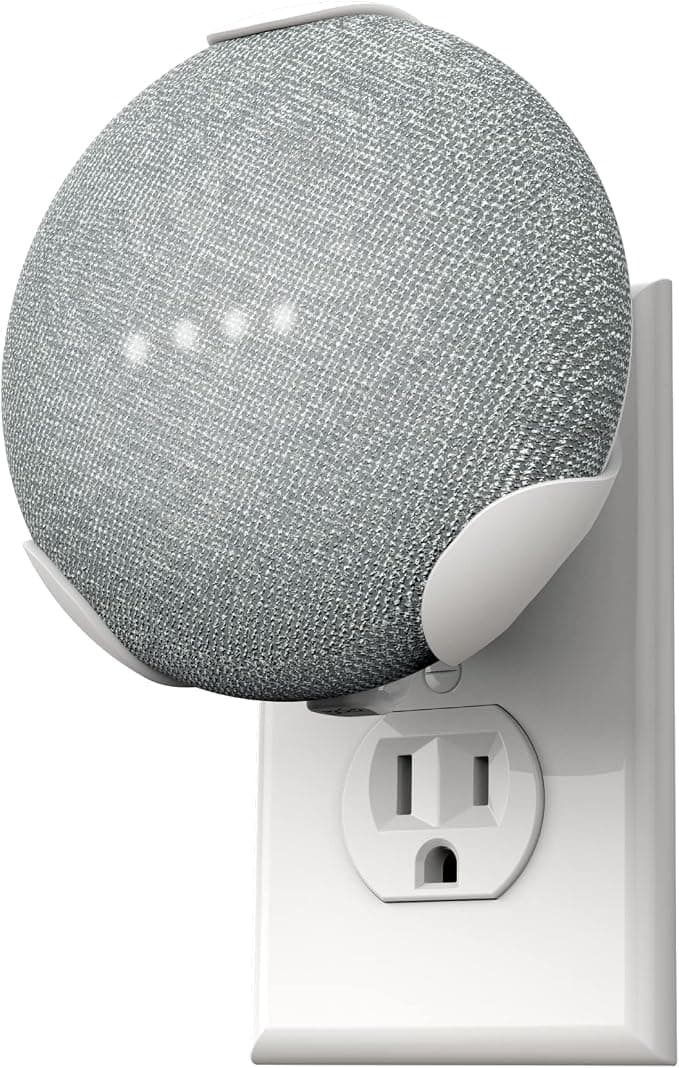 PowerClip Wall Mount for Google Nest Mini (Chalk), Wall Hub for Google Nest Smart Home 2nd Generation Devices, Space Saving, Uses Single Socket, Ideal for Mounting a Speaker - Image 1