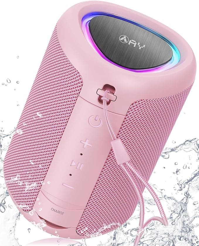 AY Portable Bluetooth Speaker with Lights, IPX5 Waterproof, All-Day Battery Life, Bluetooth 5.3, AUX & TF-Card Input, Stereo Paring, Small Wireless Speaker for Outdoors, Gift Ideas - Image 1