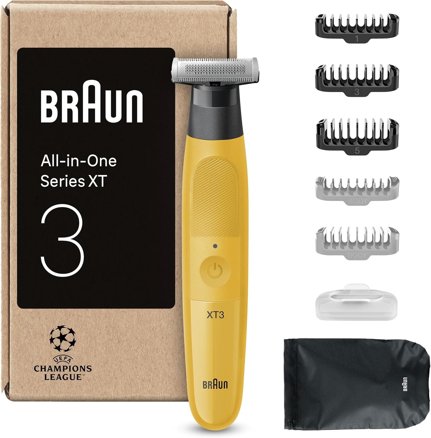 Braun Rasoir Electrique Pour Hommes Tout-En-Un Series 3 XT3 XT3205 Avec Une Lame Unique 4D Flex, Jaune, Coffret De Rasage Avec +7 Outils Pour Styliser Et Raser La Barbe, 3 Sabots Pour Le Visage - Image 1