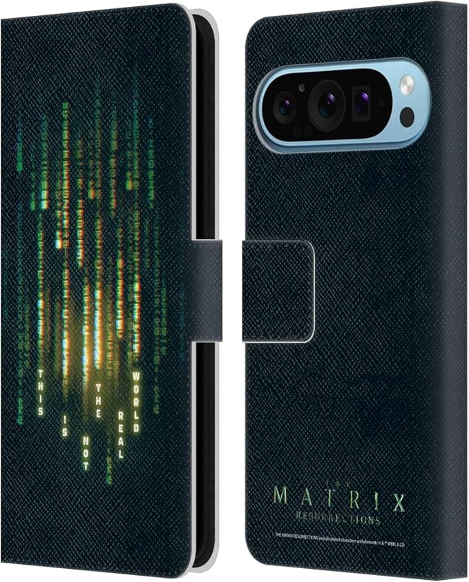 Head Case Designs sous Licence Officielle The Matrix Resurrections Ce n'est Pas Le Monde Réel Art Clé Étui Portefeuille en Cuir Compatible avec Google Pixel 9 / Pixel 9 Pro - Image 1
