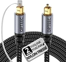 Câble Optique Audio - 2M - Câble Optique Audio Toslink pour HOME CINEMA, BARRE DE SON, TV, SAMSUNG, BOSE, LG, SONY, SONOS, PS4, XBOX - Nylon Tressé Renforcé - Connecteur Plaqué Or (2M)