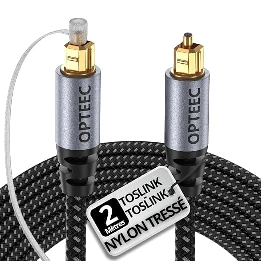 Optical Audio Cable - 2M - Toslink Audio Optical Cable for Home Cinema, Soundbar, TV, Samsung, Bose, LG, SONY, SONOS, PS4, XBOX - Reinforced Braided Nylon - Gold Plated Connector (2M) - Image 1