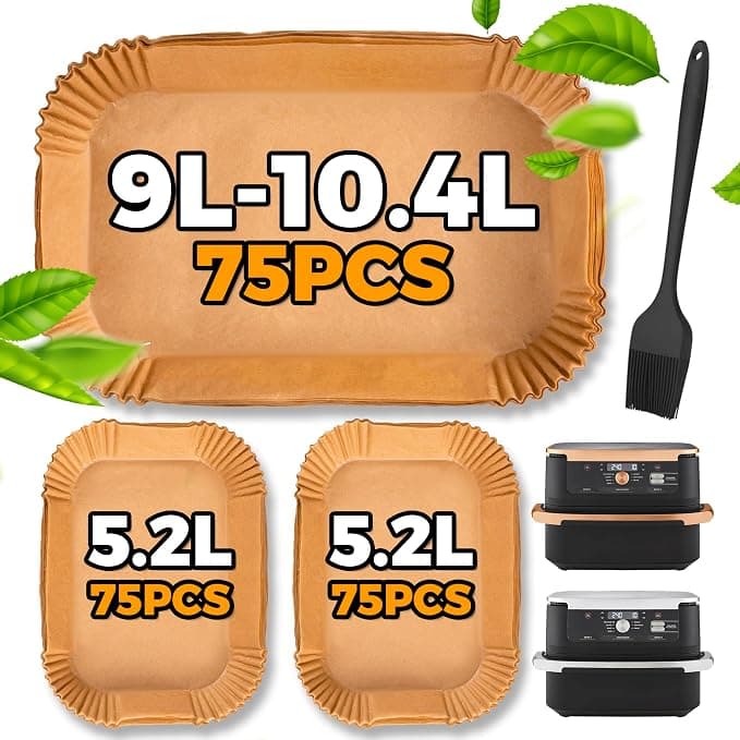 225 Pcs Air Fryer Liners Disposable Air Fryer Liners for Ninja Foodi 10.4L AF500UK/Cosori Dual Blaze TwinFry 10L/Duronic 10L, Ninja Megazone Air Fryer Paper Baking Accessories - Image 1