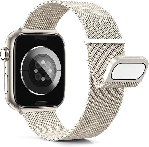 Higgs Metal Bracelet Compatible with Apple Watch Bands 38mm 40mm 41mm 42mm 44mm 45mm 46mm 49mm Women,Double Magnetic Bracelet for iWatch Series 11 10 9 8 7 6 5 4 3 2 1 SE Ultra. , Metal Milanese - Image 1