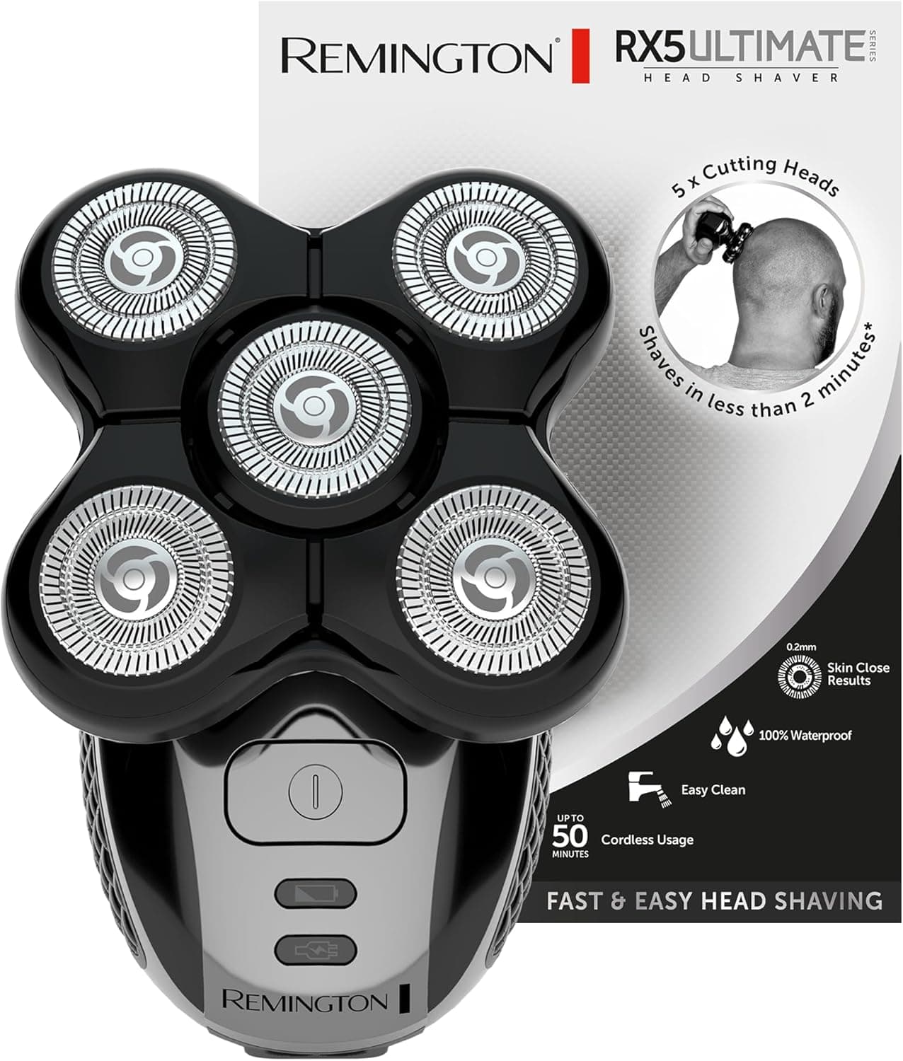 Remington Remington Electric Shaver [Special Shaved/Bald Head] RX5 Ultimate (Ultra Fast & Easy, 5 Flexible Rotating Heads, Accurate Result, Cordless Use 50 Mins, Wet&Dry) XR1501 Trimmer