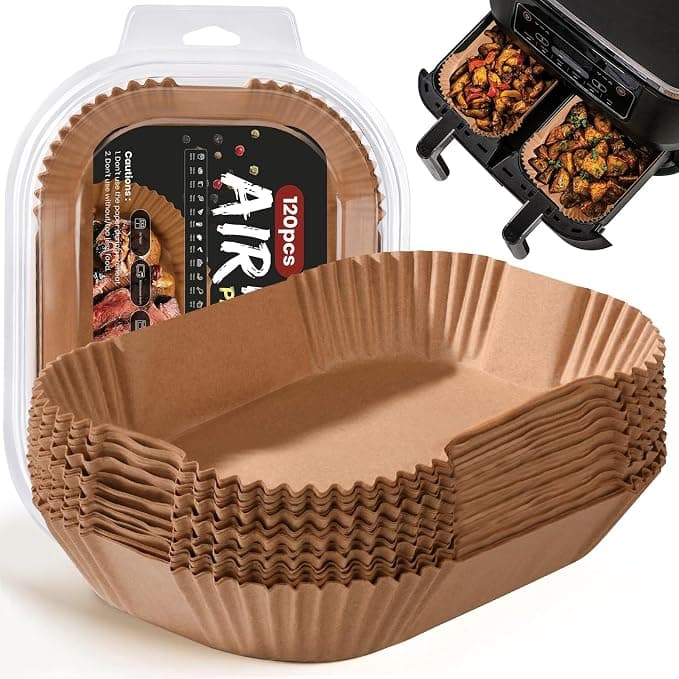 120 Pieces Baking Paper Air Fryer, Greaseproof Paper for Ninja Foodi Max Air Fryer, 20.5 x 14 cm Rectangular Paper Liner Fryer Oil Accessories for Ninja AF300EU /AF400EU /Cecotec Double Airfryer - Image 1