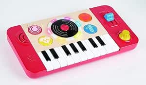 Hape - DJ Mix Mixer - Synth Keyboard and Black Disc - Toy for Children from 12 Months - Musical Game for Boys and Girls - Sensorial, Sound and Colourful