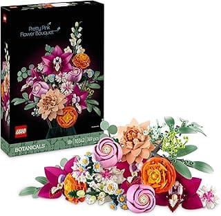 LEGO LEGO Botanicals Le Joli Bouquet de Fleurs Roses - Set de Construction pour Adulte - Plantes Artificielles - Décoration Intérieure - Marguerites, Roses & Eucalyptus - Surprise pour la St Valentin 10342