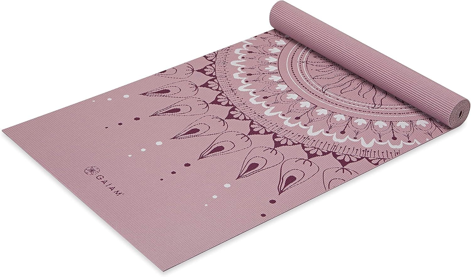 Gaiam Gaiam Tapis de yoga antidérapant à imprimé classique pour tous les types de yoga, pilates et entraînements au sol, Here & Now Rose poudré, 4 mm