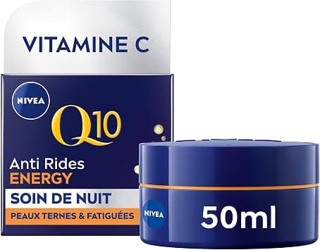 NIVEA Q10 Energy Radiance Booster Night Care (1x50ml), anti-wrinkle cream enriched with pure Q10 & Vitamin C, anti-aging care for a radiant complexion, energizing face cream for dull and tired skin - Image 1
