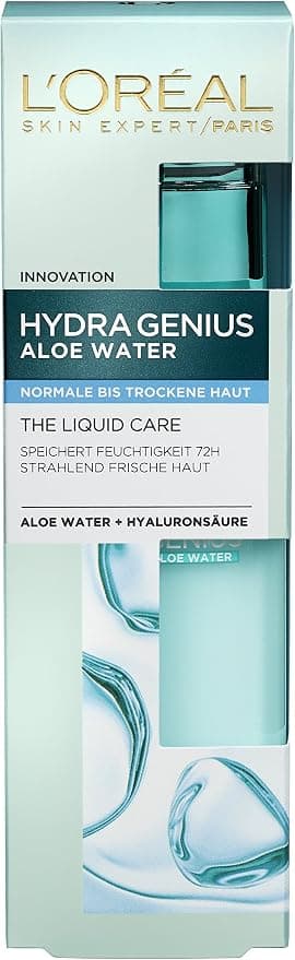 L'Oréal Paris Hydra Genius Hydrating Aloe Water Hydration and Freshness for Normal to Dry Skin with Aloe Water and Hyaluronic Acid, 70 ml