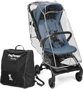Peg Perego Volo Lightweight Stroller with Rain Cover, Airplane Cabin Size, Ultra Compact, From Birth up to 22kg, Carry Bag Included, Blue Cameo
