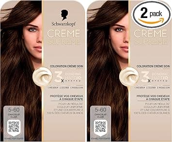Creme Supreme Schwarzkopf Permanent Hair Colour Result Colour Cream Care Bonding Pre-Serum and Mask Care 100% White Hair Coverage 5-60 Light Chocolate - Image 1