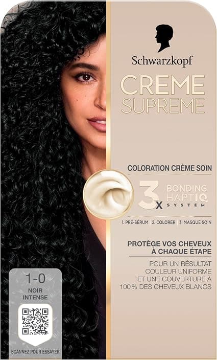 Schwarzkopf - Permanent Hair Colour - Supreme Cream - Uniform Colour Result - Pre-Serum - Care Mask - 100% White Hair Coverage - Intense Black - Image 1