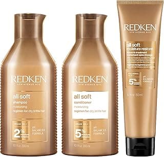 Redken Shampoing, Après-shampoing & Soin sans Rinçage pour Cheveux Secs et Cassants - Revitalise, Hydrate en Profondeur avec de l'Huile d'Argan et de l'Acide Hyaluronique, All Soft