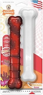 Durable Power Dental Dog Chew Toys, Dried Beef and Chicken Flavor, Large, for Dogs up to 23 kg (2 Pack)