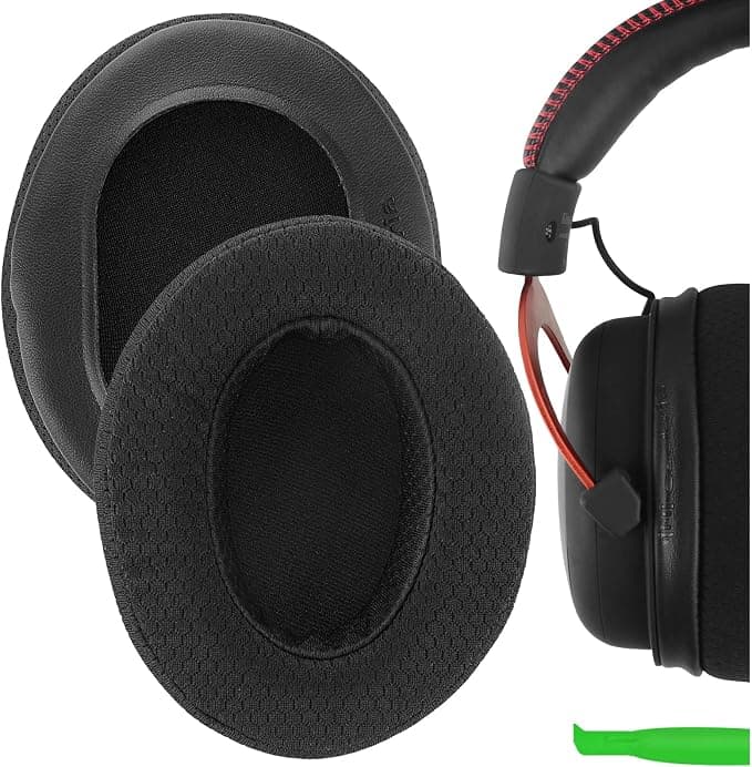 GEEKRIA EJZ151-06 Comfortable Replacement Mesh Earpads for HyperX Cloud II, 2, Mix, Alpha, Cloud Flight, Stinger, Revolver S Headset Repair Parts - Black - Image 1