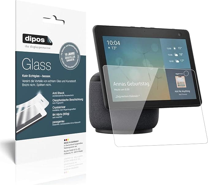 dipos I 2x Screen Protector Compatible with Amazon Echo Show 10 (3. Generation) Soft Glass Screen Protector 9H - Image 1