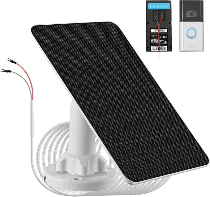 Panneau solaire de 3W/5V avec batterie intégrée de 4000 mAh,IP65,câble de charge de 4 m, uniquement compatible avec la sonnette vidéo Ring Video Doorbell 3/4/3 Plus, caméra Ring Battery Doorbell Plus - Image 1
