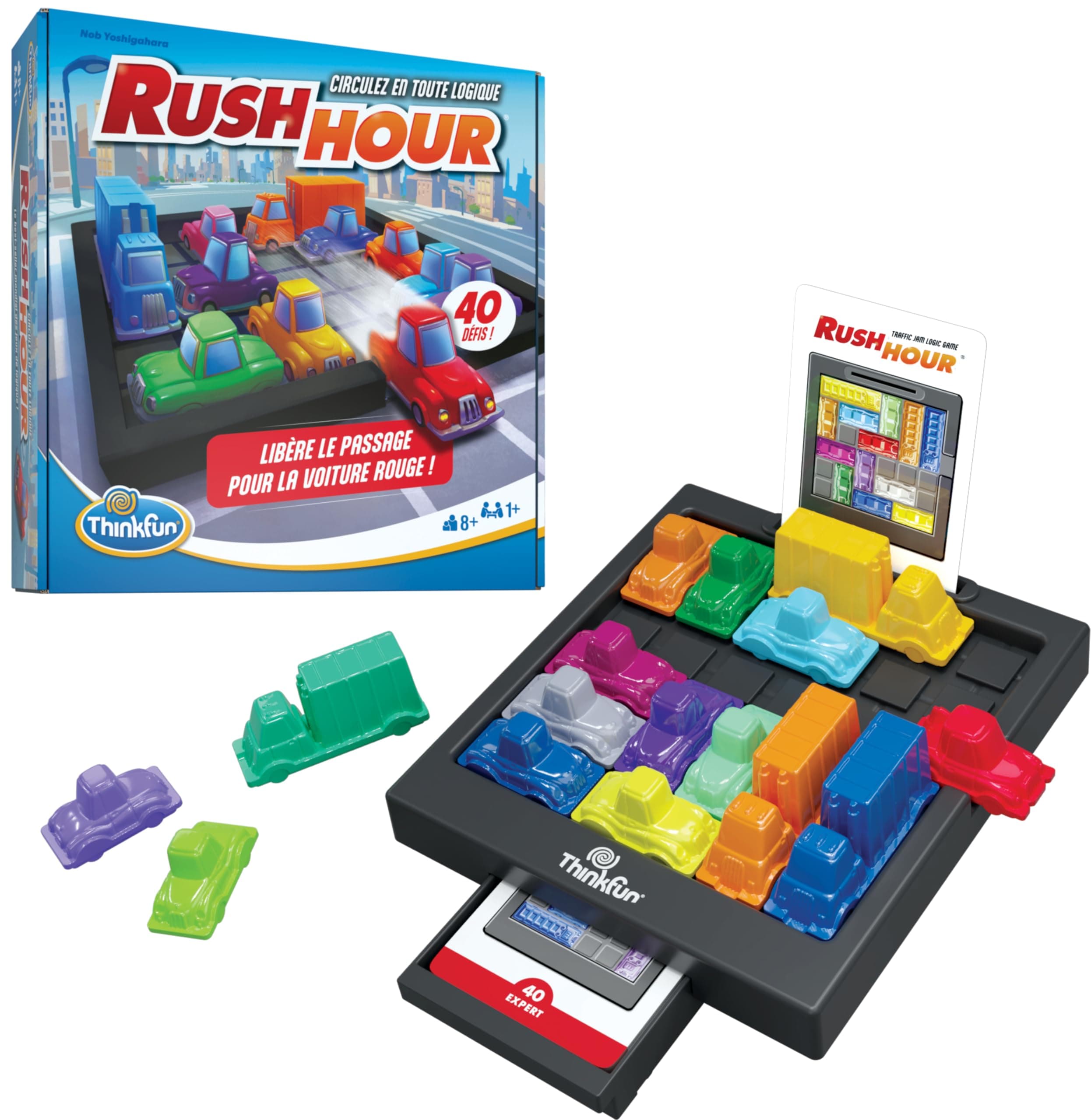ThinkFun - Rush Hour - Logic Game - Puzzle - Bottling - 40 Challenges 4 Levels - 1 Player or More - Ages 8 and Above - Ravensburger - 76600 - Mixed - French Version - Image 1