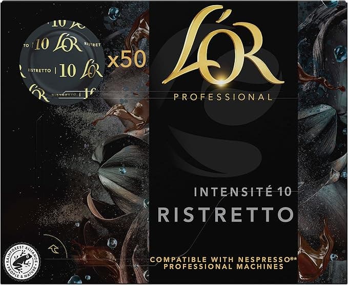 L'OR Professional, 50 Ristretto Coffee Capsules, Intensity 10, 100% Arabica Beans, Compatible Nespresso Professional - Image 1