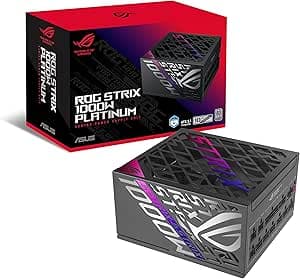 ASUS ROG Strix 1000W Platinum (Fully Modular Power Supply, 80 Plus Platinum Certified, ATX 3.1, PCIe 5.1, Cybenetics Lambda A+, GaN MOSFET, GPU-First, IVS, 10-Year Warranty)