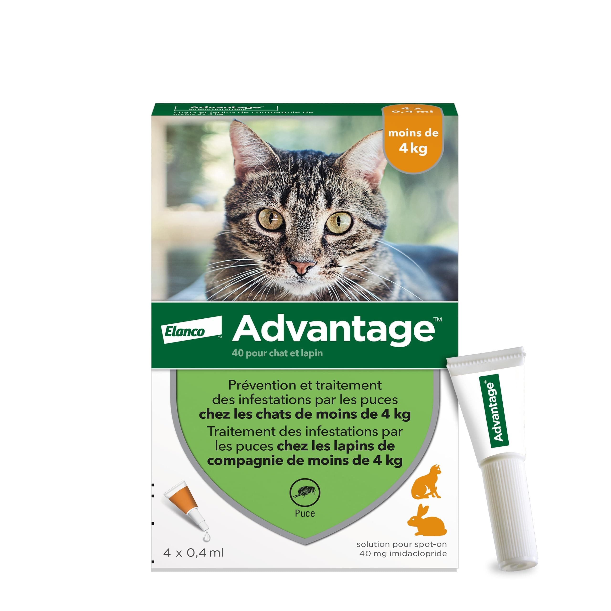 Advantage Cat & Rabbit Under 4 kg - Cat Flea Pipettes for Infestation Prevention - Flea Treatment with 3-4 Weeks Protection - 4 x 1ml