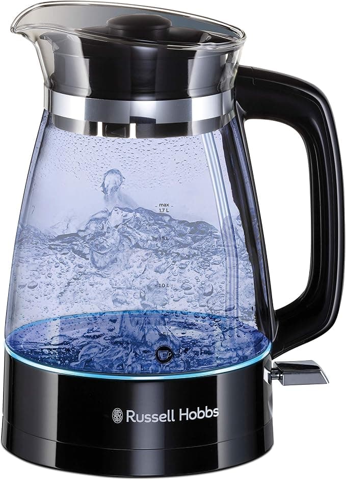Russell Hobbs Electric Glass Kettle [Elegant & Modern] Classic (Unique Design Jug, 1.7L, 2400 W, LED Internal Lighting, Energy Saving, Ergonomic, Removable Cover) 26080-70