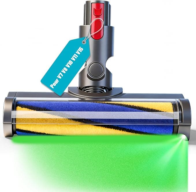 Brush for Dyson V7 V8 V10 V11 V15 Brush Head with Green LED Reveal and Vacuum Invisible Dust Motorized Brush Vacuum Cleaner for Dyson Tip Spare Part Accessory for Hard Floors - Image 1
