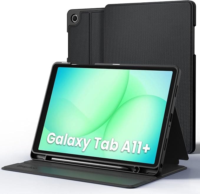 EasyAcc Samsung Galaxy Tab A11+/A11 Plus 11 Inch 2025 Case with Pen Holder, Slim Folio Stand Folio Slim Case, Multi-Angle Viewing, Black - Image 1