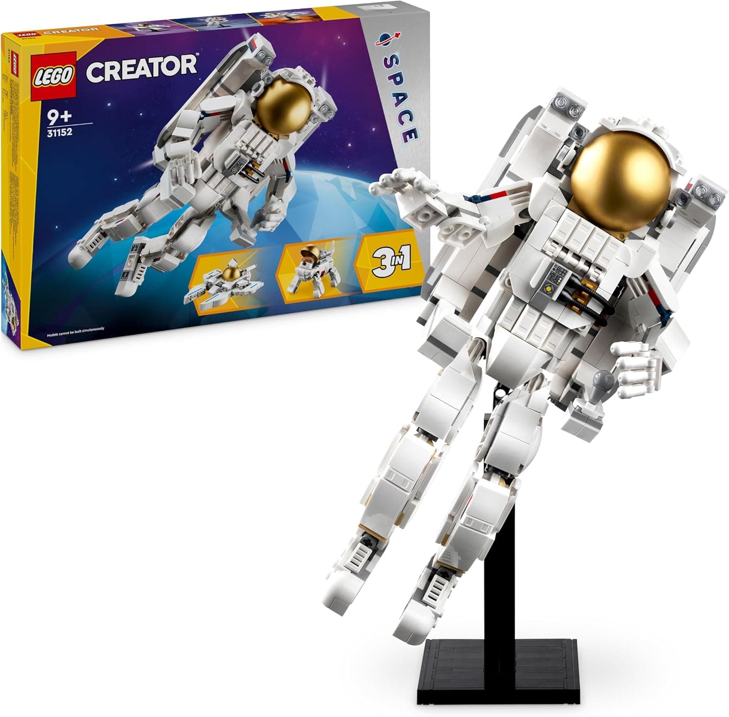 LEGO LEGO Creator 3-in-1 Astronaut in Space Construction Toy with Dog and Space Shuttle, Nursery Decoration, Creative Gift for 9 Year Old Boys and Girls 31152