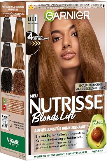 Garnier Nutrisse Blonde Lift Lightening for Dark Hair in Natural Brown with 4 Levels of Lightening Without Preliminary Bleaching - Image 1