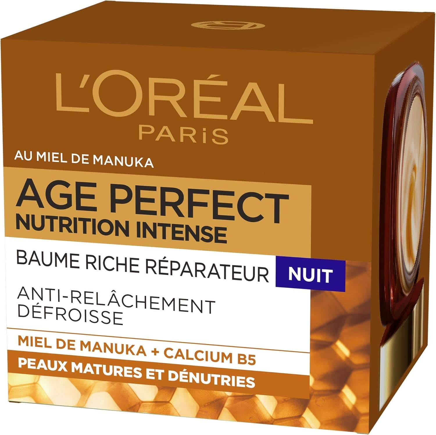 L'Oreal Paris L'Oréal Paris Anti-Aging Night Cream - Rich Repairing Balm - Concentrated with Manuka Honey & Calcium B5 - For Undernourished Mature Skin - Intense Nutrition - Age Perfect - 50 ml