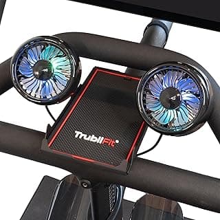Peloton Double ventilateur de vélo avec plateau de téléphone pour vélo Peloton – Support de téléphone entièrement en métal – Pas besoin de piles – Accessoires pour vélo Peloton