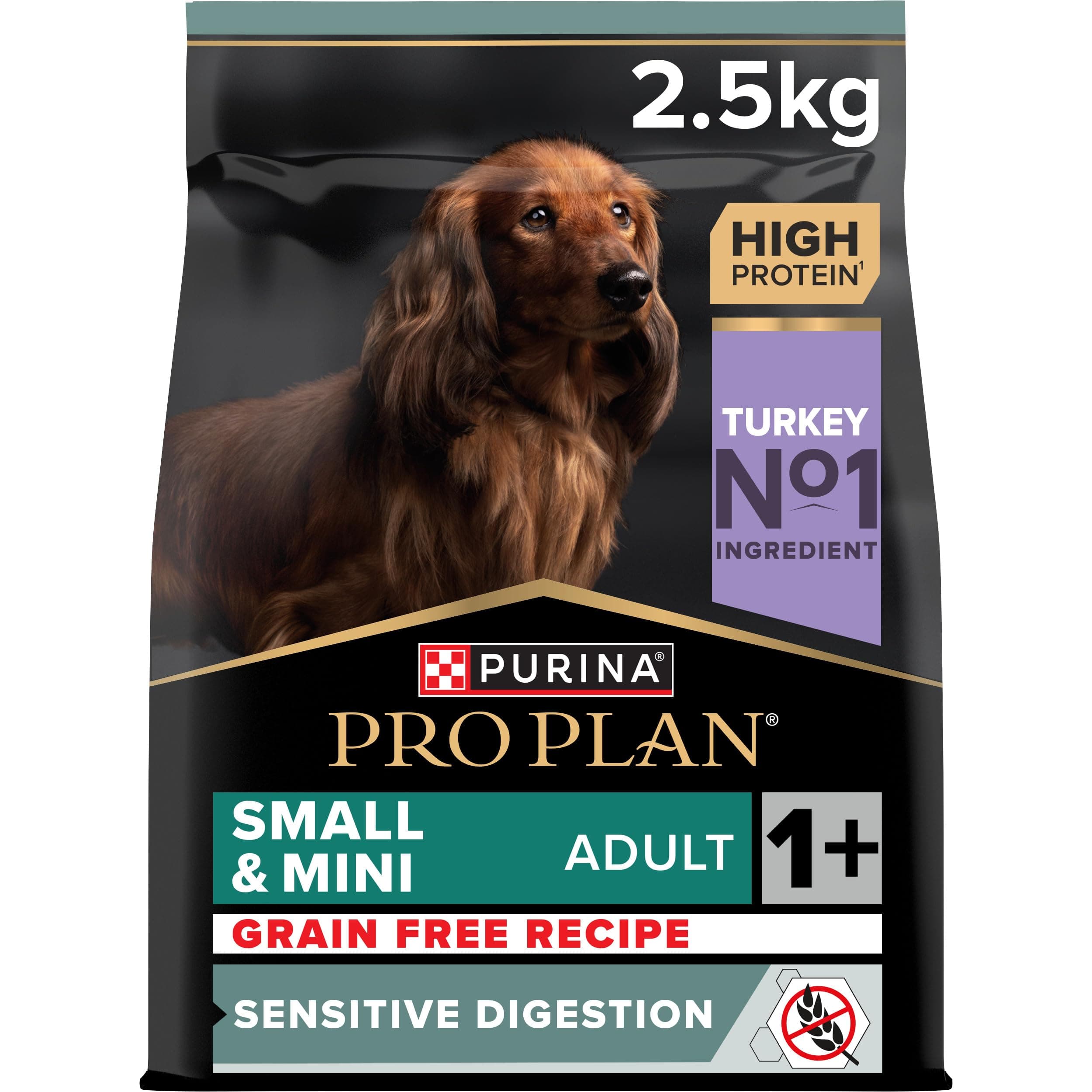 PURINA PRO PLAN | Sensitive Digestion | Complete Dry Food for Small Adult Dogs | Promotes a Healthy Digestive System | Rich in Turkey | Bag | 2.5 kg Target Binding - Image 1