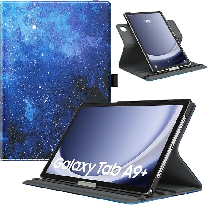 TiMOVO Rotating Case for Samsung Galaxy Tab A9+/A9 Plus 11 inch 2023 SM-X210/X216/X218, 90 Degree Rotating Stand Cover for Galaxy Tab A9+ Tablet Auto Sleep, Blue Star - Image 1