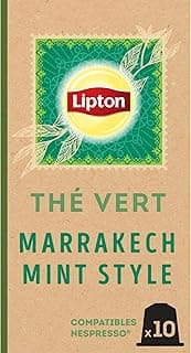 Nespresso Lipton, Thé Vert, Marrakech Mint Style, Goût Menthe, Fraîcheur, Capsules Compatibles Nespresso, Ingrédients d'Origine 100% Naturelle, 10 Capsules