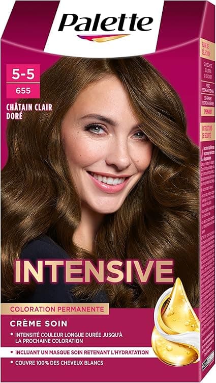 Schwarzkopf Palette, Permanent Hair Colour, Care Cream, Covers 100 % of White Hair, Lasts 8 Weeks, Light Golden Chestnut 655, 1 Unit