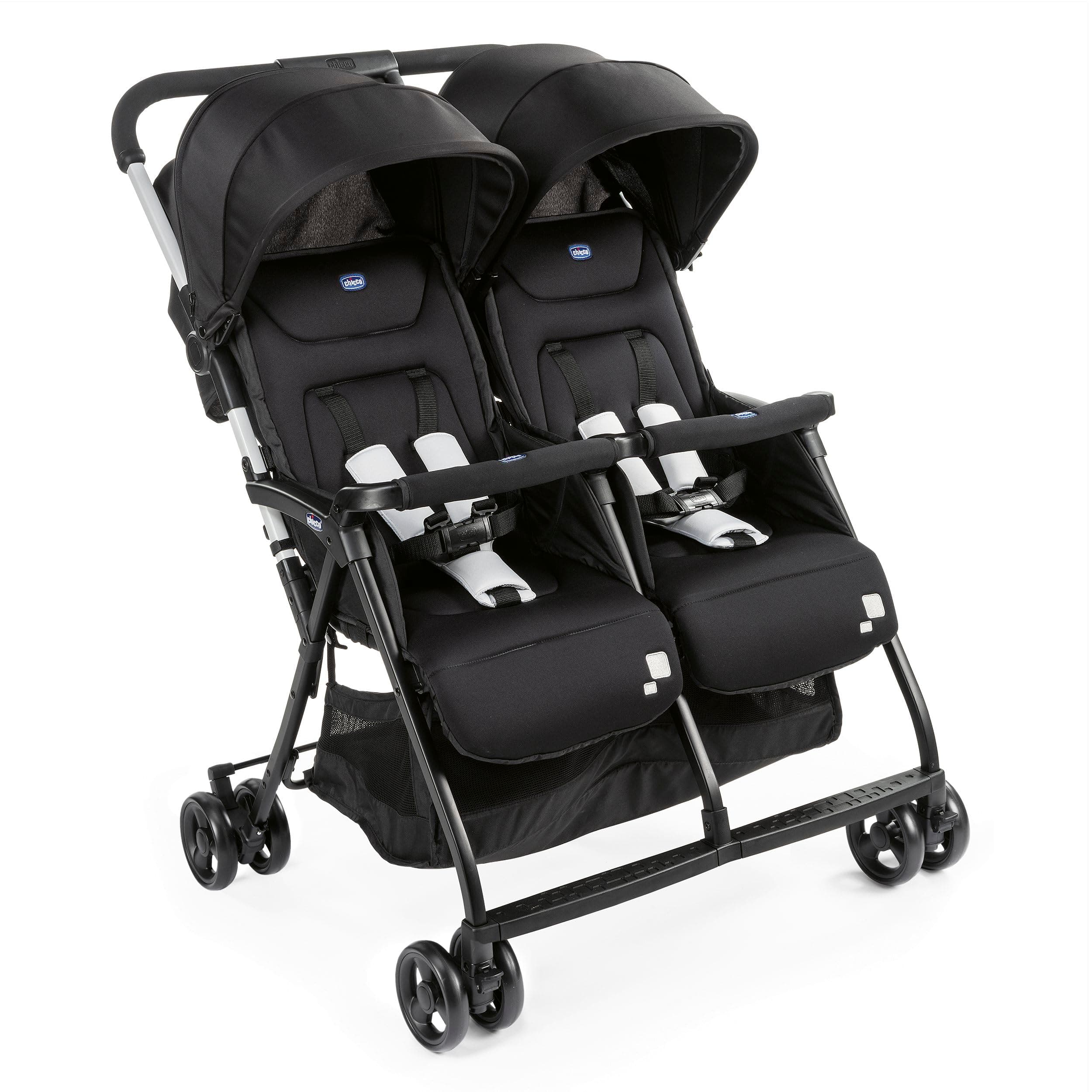 Chicco OHlalà Poussette Canne Double, Légère Inclinable et Pliable, Poussette pour Jumeaux de la Naissance à 15 kg, Fermeture Compacte, Inclus une Housse de Pluie, Capote Extensible - black night - Image 10