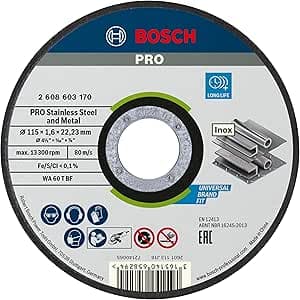 Bosch 1x Cutting disc PRO Stainless Steel and Metal Longlife for small angle grinder and bore 22.23 mm (Ø 115 mm, Professional Accessory Small Angle Grinder)